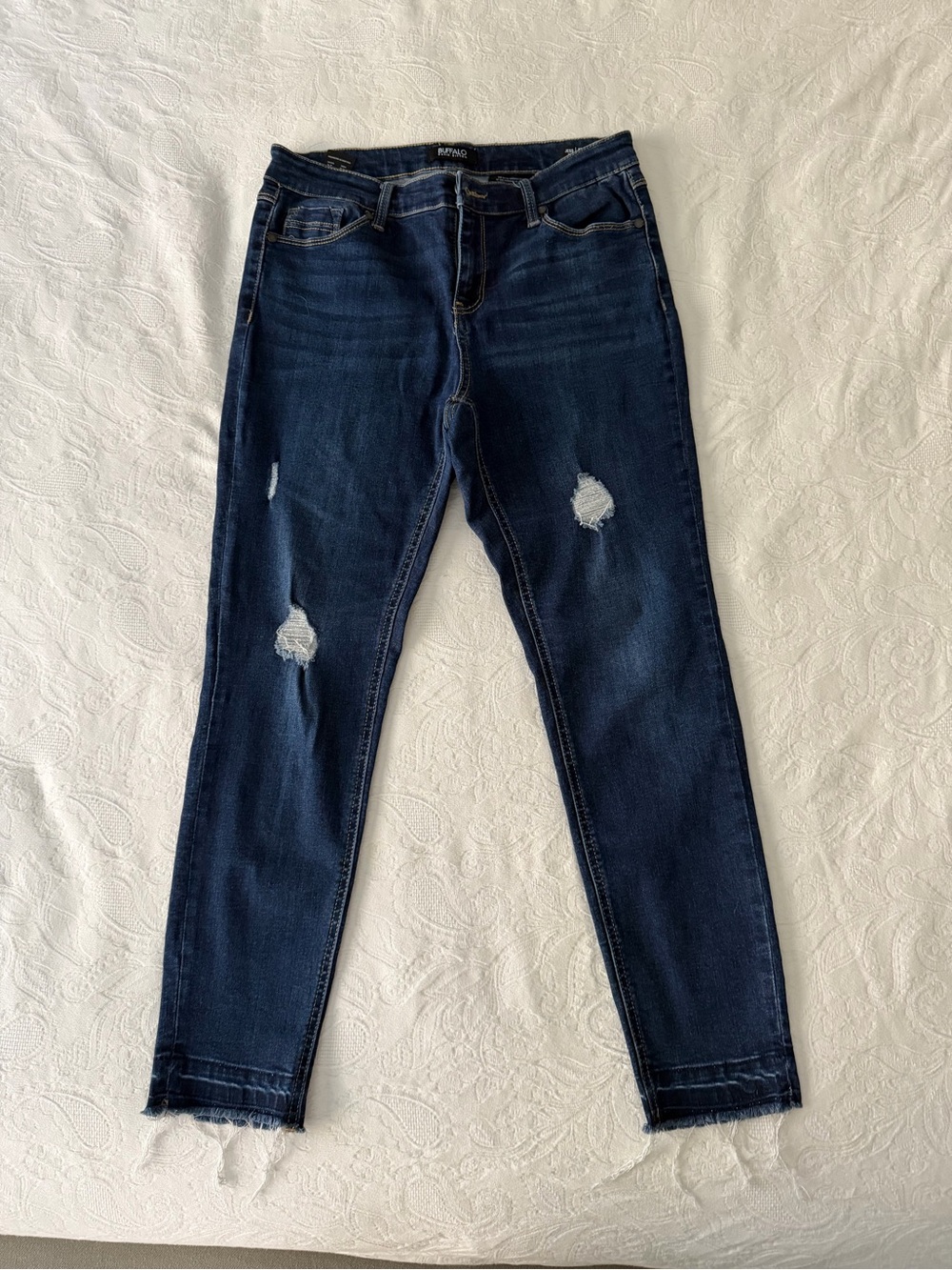 Buffalo David Bitton Dark Blue Distressed Ankle Jeans